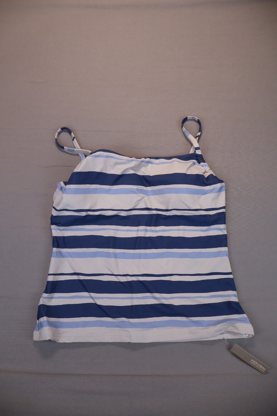 Haven Well Within Women's Blue Striped Sleeveless Padded Tankini Swim Top Size L